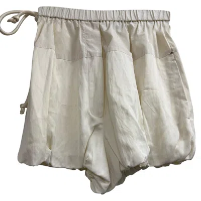 Sportmax Drawstring Puffball Shorts In White Viscose In Multi