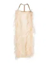 Sportmax Ussita Feather-trim Midi Dress In Beige