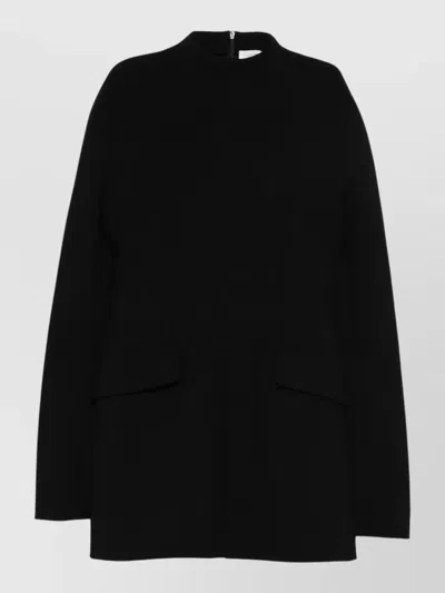 Sportmax Dress High Neckline Long Sleeves Flap Pockets In Black