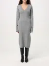 Sportmax Angizia V-neck Long-sleeved Dress In Grau