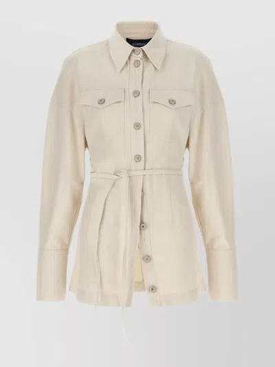 Sportmax Dress 'utility' Long Sleeves In White