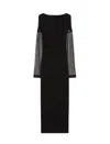 Sportmax Sleeve Button Detail Off-shoulder Ribbed Sheer Dress In Black