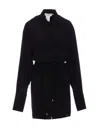 Sportmax Waist Belt Long Sleeve Dress With Tie Detail In Black