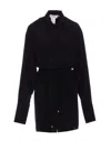 Sportmax Waist Belt Long Sleeve Dress With Tie Detail In Black