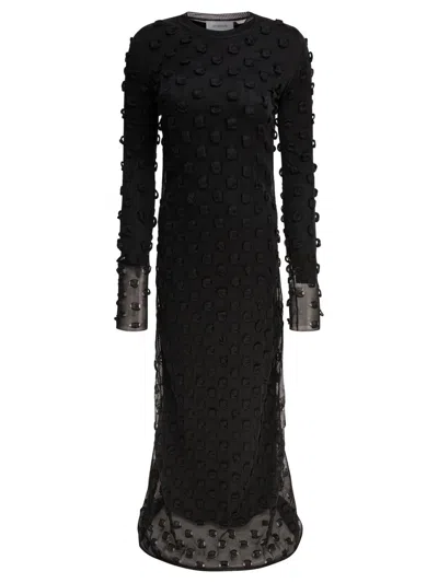 Sportmax Backless Round Neck Dress With Long Sleeves In Black