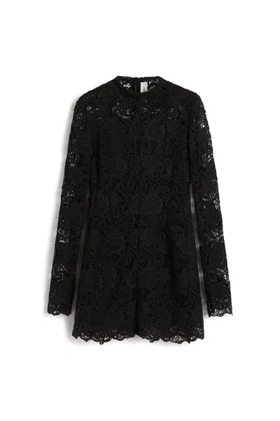 Sportmax Tefrite Lace Long-sleeve Dress In Black