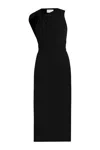 Sportmax Midi Black Dress With Knot Detail In Stretch Fabric Woman In Black