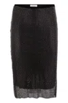 Sportmax Zinnia Knee-length Fitted Mesh Skirt In Black