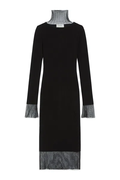 Sportmax Long-sleeved Wool Dress In Black