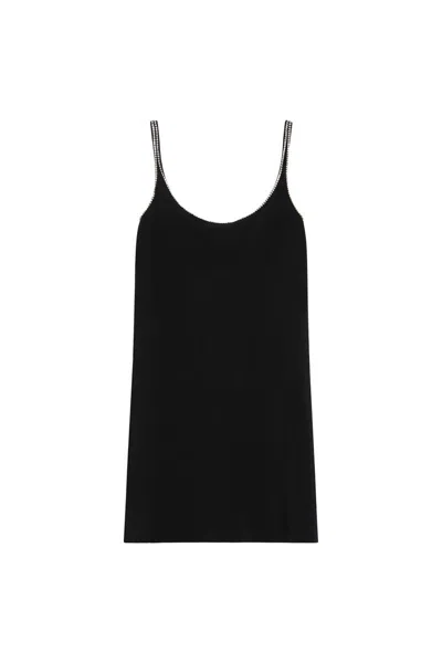 Sportmax Abetone1234 Embellished Cady Slip Dress In Black