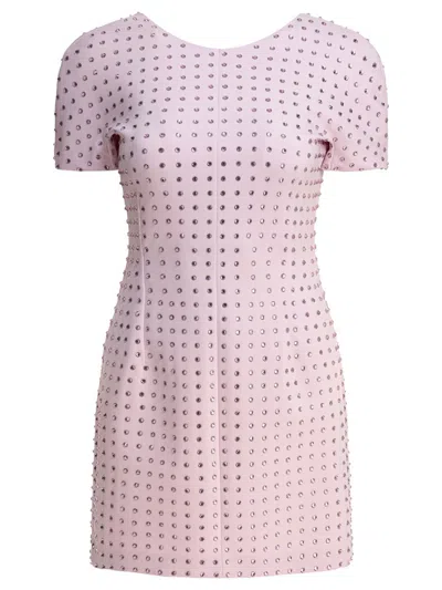 Sportmax Fitted Mini Dress With Rhinestone Embellishments In Pink