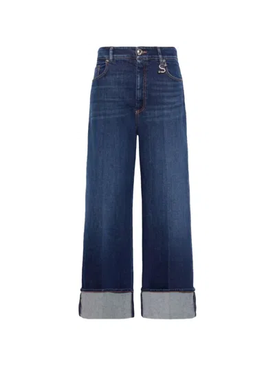 Sportmax Dufo Turn-up Wide-leg Jeans In Blue