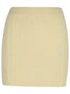 Sportmax Wool Blend Mini Skirt With Ribbed Texture In Beige