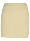 Sportmax Wool Blend Mini Skirt With Ribbed Texture In Ivory