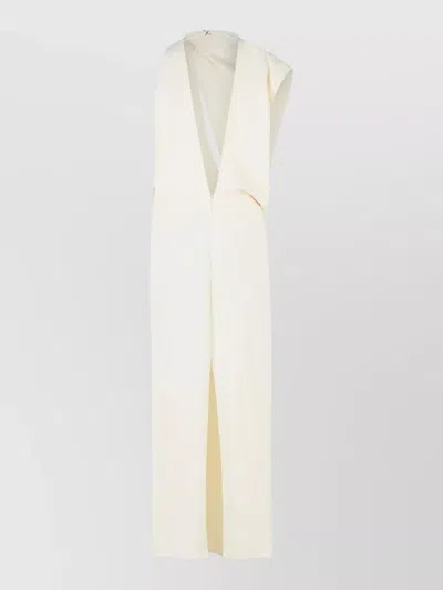 Sportmax Ebbri Asymmetric Viscose Maxi Dress In Neutral