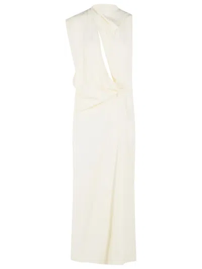 Sportmax 'ebbri' Asymmetrical 'ecru' Viscose Dress In White