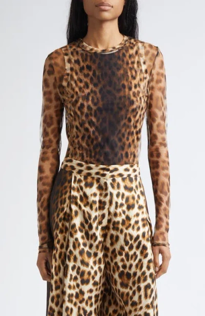 Sportmax Bi-material Animalier Top Tops Animalier In Animal Print