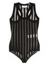 Sportmax Edam Sheer Striped Bodysuit In Black
