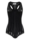 Sportmax Edam Sheer Striped Bodysuit In Black