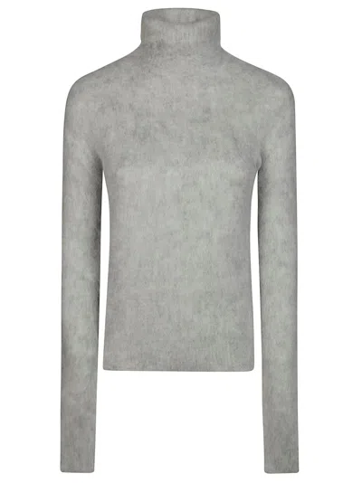 Sportmax Cozy Fuzzy Knit Mock Neck Sweater In Grey