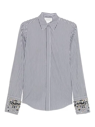 Sportmax Embellished Striped Shirt In Black