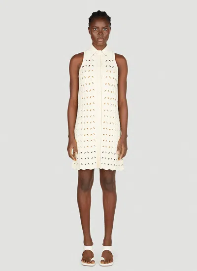 Sportmax Viscose Blend Crochet Dress With Scalloped Hem In Yellow