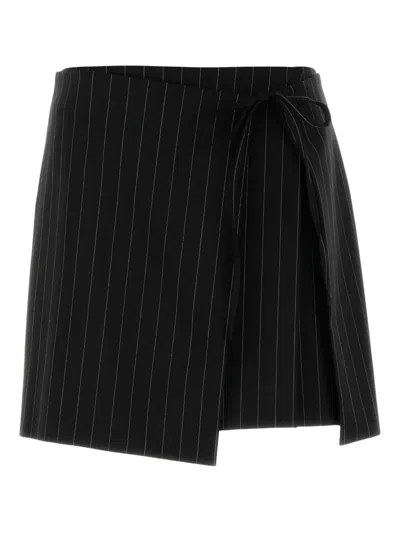 Sportmax Embroidered Stretch Wool Blend Fatti Mini Skirt In Black