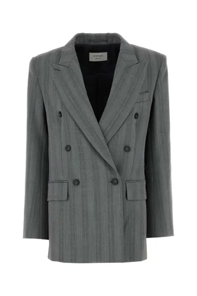 SPORTMAX EMBROIDERED STRETCH WOOL BLEND MERLOT BLAZER