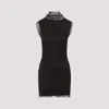 Sportmax Fitted Mini Dress With Textured Mesh Overlay In Black