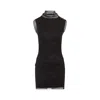 Sportmax Fitted Mini Dress With Textured Mesh Overlay In Black