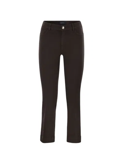 Sportmax Enna Denim Pants With Mini Flare Line In Brown