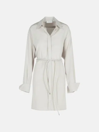 Sportmax 'eolie' Grey Silk Dress In Silver