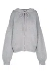 Sportmax Knitwear With Drawstring Hood And Ribbed Texture In Gray