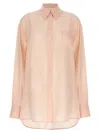 Sportmax Sheer Fabric Collared Shirt With Pleated Back In Neutral