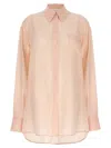 Sportmax Sheer Fabric Collared Shirt With Pleated Back In Neutral