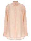 Sportmax Sheer Fabric Collared Shirt With Pleated Back In Neutral