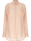 Sportmax Sheer Fabric Collared Shirt With Pleated Back In Pink