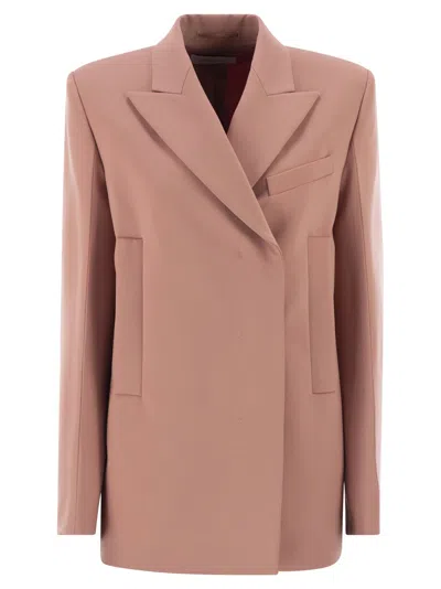 Sportmax Straight Fit Stretch Wool Gabardine Blazer In Pink