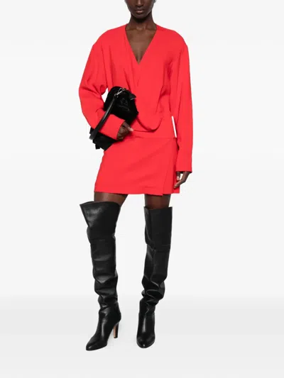 Sportmax Etere Wrap-style Long-sleeve Mini Dress In Pink