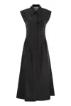 Sportmax Cotton Flared Skirt Midi Length Dress In Black