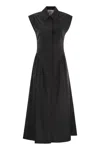 Sportmax Cotton Flared Skirt Midi Length Dress In Black