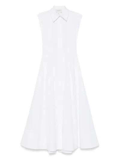 Sportmax Woman Maxi Dress White Size 10 Cotton In Gray