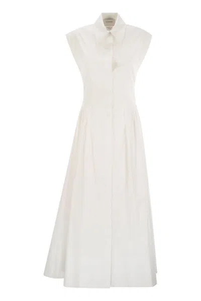 Sportmax Fabiana Cutout Cotton Poplin Shirtdress In White