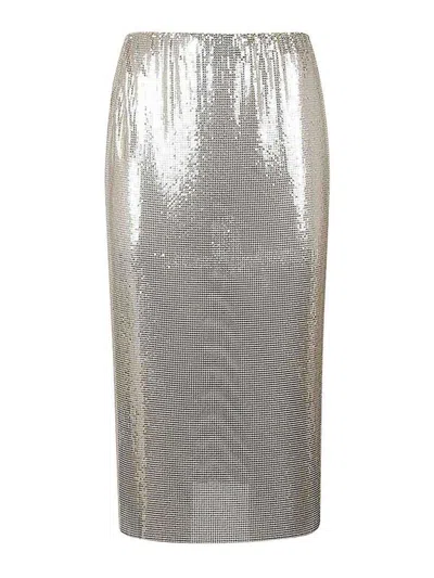 Sportmax Metallic Finish Knit Midi Skirt In Gold
