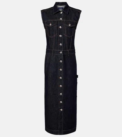 Sportmax Farfalla Denim Midi Dress In Blue