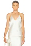 Sportmax Fatuo Chain Halter Creased Satin Top In White