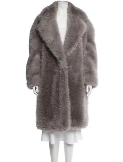 Pre-owned Sportmax Faux Fur Coat In Gray