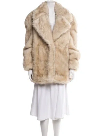 Pre-owned Sportmax Faux Fur Faux Fur Coat W/ Tags In Neutral
