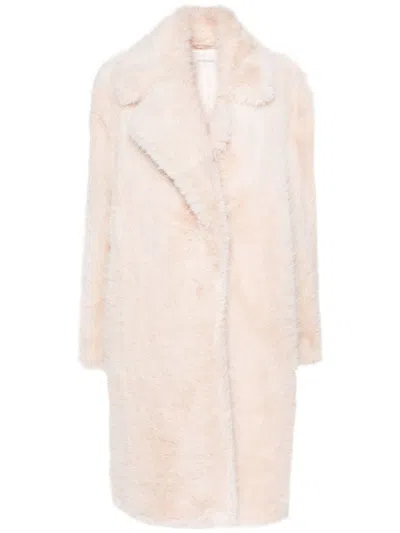 Sportmax Pink Notched Lapel Faux-fur Coat In 003 Pink