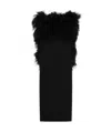 Sportmax Feather-trim Square Neck Midi Dress In Black
